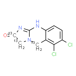ChemSpider 2D Image | 6,7-Dichloro(2,3,5-~13~C_3_)-5,10-dihydroimidazo[2,1-b]quinazolin-2(3H)-one | C713C3H7Cl2N3O