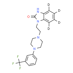 ChemSpider 2D Image | 1-(2-{4-[3-(Trifluoromethyl)phenyl]-1-piperazinyl}ethyl)(4,5,6,7-~2~H_4_)-1,3-dihydro-2H-benzimidazol-2-one | C20H17D4F3N4O