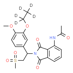 ChemSpider 2D Image | N-{2-[1-{3-[(~2~H_5_)Ethyloxy]-4-methoxyphenyl}-2-(methylsulfonyl)ethyl]-1,3-dioxo-2,3-dihydro-1H-isoindol-4-yl}acetamide | C22H19D5N2O7S