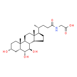 ChemSpider 2D Image | N-[(3alpha,5beta,6alpha,7beta)-3,6,7-Trihydroxy-24-oxocholan-24-yl]glycine | C26H43NO6