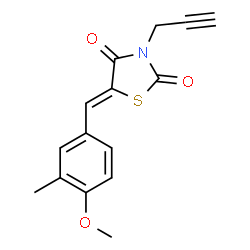 ChemSpider 2D Image | (5Z)-5-(4-Methoxy-3-methylbenzylidene)-3-(2-propyn-1-yl)-1,3-thiazolidine-2,4-dione | C15H13NO3S