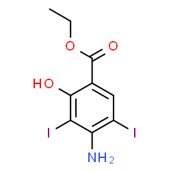 ChemSpider 2D Image | Ethyl 4-amino-2-hydroxy-3,5-diiodobenzoate | C9H9I2NO3