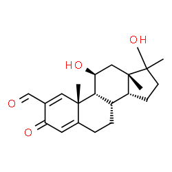 ChemSpider 2D Image | (9beta,11beta,14beta)-11,17-Dihydroxy-17-methyl-3-oxoandrosta-1,4-diene-2-carbaldehyde | C21H28O4