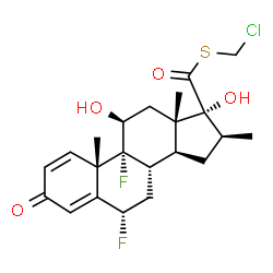 ChemSpider 2D Image | S-(Chloromethyl) (6alpha,11beta,16beta,17alpha)-6,9-difluoro-11,17-dihydroxy-16-methyl-3-oxoandrosta-1,4-diene-17-carbothioate | C22H27ClF2O4S