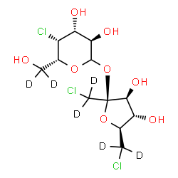 ChemSpider 2D Image | 1,6-Dichloro-1,6-dideoxy-beta-D-(1,1,6,6-~2~H_4_)fructofuranosyl 4-chloro-4-deoxy-D-(C~6~,C~6~-~2~H_2_)galactopyranoside | C12H13D6Cl3O8