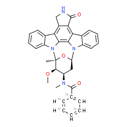 ChemSpider 2D Image | N-[(2S,3R,4R,6R)-3-Methoxy-2-methyl-16-oxo-29-oxa-1,7,17-triazaoctacyclo[12.12.2.1~2,6~.0~7,28~.0~8,13~.0~15,19~.0~20,27~.0~21,26~]nonacosa-8,10,12,14,19,21,23,25,27-nonaen-4-yl]-N-methyl(~13~C_6_)ben
zamide | C2913C6H30N4O4