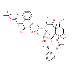 ChemSpider 2D Image | (2alpha,5beta,7beta,10beta,13alpha)-4-Acetoxy-1-hydroxy-13-{[(2S,3R)-2-hydroxy-3-({[(2-methyl-2-propanyl)oxy]carbonyl}amino)-3-phenylpropanoyl]oxy}-7,10-dimethoxy-9-oxo-5,20-epoxytax-11-en-2-yl benzoa
te | C45H57NO14