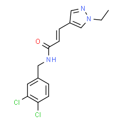 ChemSpider 2D Image | (2E)-N-(3,4-Dichlorobenzyl)-3-(1-ethyl-1H-pyrazol-4-yl)acrylamide | C15H15Cl2N3O
