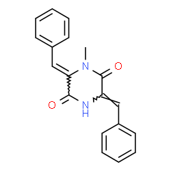 ChemSpider 2D Image | (3Z,6Z)-3,6-Dibenzylidene-1-methyl-2,5-piperazinedione | C19H16N2O2