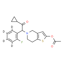 ChemSpider 2D Image | 5-{2-Cyclopropyl-1-[2-fluoro(~2~H_4_)phenyl]-2-oxoethyl}-4,5,6,7-tetrahydrothieno[3,2-c]pyridin-2-yl acetate | C20H16D4FNO3S