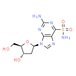 ChemSpider 2D Image | 2-Amino-9-(2-deoxy-beta-D-erythro-pentofuranosyl)-9H-purine-6-sulfonamide | C10H14N6O5S
