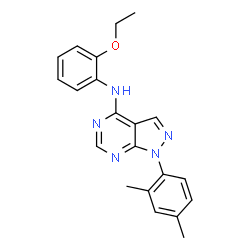 ChemSpider 2D Image | 1-(2,4-dimethylphenyl)-N-(2-ethoxyphenyl)pyrazolo[3,4-d]pyrimidin-4-amine | C21H21N5O