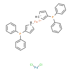 ChemSpider 2D Image | Iron(2+) 2-(diphenylphosphino)-2,4-cyclopentadienide - dichloropalladium (1:2:1) | C34H28Cl2FeP2Pd