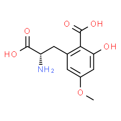 ChemSpider 2D Image | 2-Carboxy-3-hydroxy-5-methoxy-L-phenylalanine | C11H13NO6