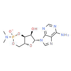 ChemSpider 2D Image | (4aR,6R,7R,7aS)-6-(6-Amino-9H-purin-9-yl)-2-(dimethylamino)-7-hydroxytetrahydro-4H-furo[3,2-d][1,3,2]dioxaphosphinin-2-ium-2-olate | C12H17N6O5P