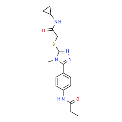 ChemSpider 2D Image | N-[4-(5-{[2-(Cyclopropylamino)-2-oxoethyl]sulfanyl}-4-methyl-4H-1,2,4-triazol-3-yl)phenyl]propanamide | C17H21N5O2S