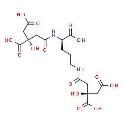 ChemSpider 2D Image | (2S)-2-(2-{[(1R)-1-Carboxy-4-{[(3S)-3,4-dicarboxy-3-hydroxybutanoyl]amino}butyl]amino}-2-oxoethyl)-2-hydroxysuccinic acid | C17H24N2O14