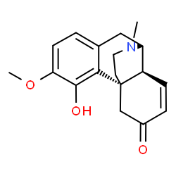 ChemSpider 2D Image | (9alpha,14alpha)-4-Hydroxy-3-methoxy-17-methyl-7,8-didehydromorphinan-6-one | C18H21NO3