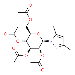 ChemSpider 2D Image | 3,5-Dimethyl-1-(2,3,4,6-tetra-O-acetyl-beta-D-glucopyranosyl)-1H-pyrazole | C19H26N2O9