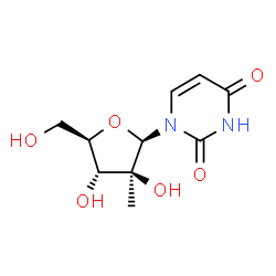 ChemSpider 2D Image | 1-(2-C-Methyl-beta-D-arabinofuranosyl)-2,4(1H,3H)-pyrimidinedione | C10H14N2O6