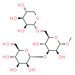 ChemSpider 2D Image | Methyl alpha-D-lyxopyranosyl-(1->6)-[alpha-D-mannopyranosyl-(1->3)]-alpha-D-mannopyranoside | C18H32O15