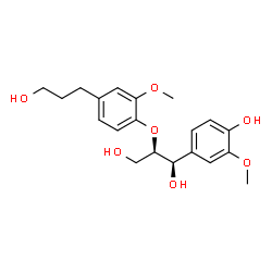 ChemSpider 2D Image | (7R,7R)-4,7,9,9'-tetrahydroxy-3,3'-dimethoxy-8-O-4'-neolignan | C20H26O7