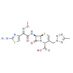 ChemSpider 2D Image | (2R,6R,7R)-7-{[(2Z)-2-(2-Amino-1,3-thiazol-4-yl)-2-(methoxyimino)acetyl]amino}-3-[(5-methyl-2H-tetrazol-2-yl)methyl]-8-oxo-5-thia-1-azabicyclo[4.2.0]oct-3-ene-2-carboxylic acid | C16H17N9O5S2