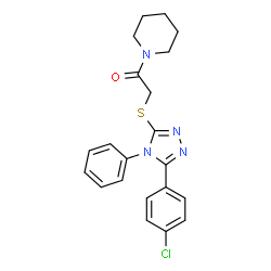 ChemSpider 2D Image | ethanone, 2-[[5-(4-chlorophenyl)-4-phenyl-4H-1,2,4-triazol-3-yl]thio]-1-(1-piperidinyl)- | C21H21ClN4OS