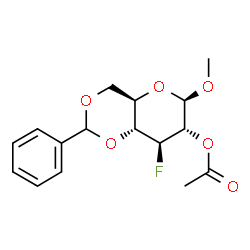 ChemSpider 2D Image | Methyl 2-O-acetyl-4,6-O-benzylidene-3-deoxy-3-fluoro-beta-D-glucopyranoside | C16H19FO6