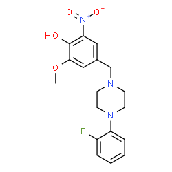 ChemSpider 2D Image | 4-{[4-(2-Fluorophenyl)-1-piperazinyl]methyl}-2-methoxy-6-nitrophenol | C18H20FN3O4