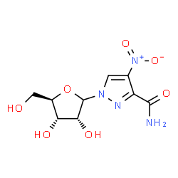 ChemSpider 2D Image | 4-Nitro-1-(D-ribofuranosyl)-1H-pyrazole-3-carboxamide | C9H12N4O7
