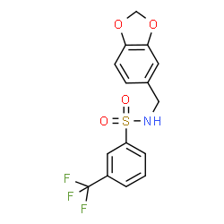 ChemSpider 2D Image | N-(1,3-Benzodioxol-5-ylmethyl)-3-(trifluoromethyl)benzenesulfonamide | C15H12F3NO4S