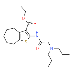 ChemSpider 2D Image | Ethyl 2-[(N,N-dipropylglycyl)amino]-5,6,7,8-tetrahydro-4H-cyclohepta[b]thiophene-3-carboxylate | C20H32N2O3S