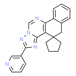 ChemSpider 2D Image | 2-(3-Pyridinyl)-5H-spiro[benzo[h][1,2,4]triazolo[1,5-c]quinazoline-4,1'-cyclopentane] | C22H19N5