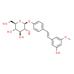 ChemSpider 2D Image | 4-[(E)-2-(3-Hydroxy-5-methoxyphenyl)vinyl]phenyl beta-D-glucopyranoside | C21H24O8