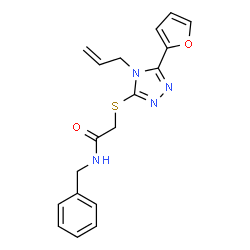 ChemSpider 2D Image | 2-{[4-Allyl-5-(2-furyl)-4H-1,2,4-triazol-3-yl]sulfanyl}-N-benzylacetamide | C18H18N4O2S