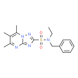 ChemSpider 2D Image | N-Benzyl-N-ethyl-5,6,7-trimethyl[1,2,4]triazolo[1,5-a]pyrimidine-2-sulfonamide | C17H21N5O2S
