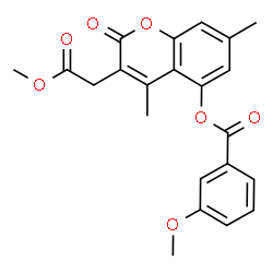 ChemSpider 2D Image | 3-(2-Methoxy-2-oxoethyl)-4,7-dimethyl-2-oxo-2H-chromen-5-yl 3-methoxybenzoate | C22H20O7