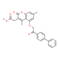 ChemSpider 2D Image | Methyl {5-[2-(4-biphenylyl)-2-oxoethoxy]-4,7-dimethyl-2-oxo-2H-chromen-3-yl}acetate | C28H24O6