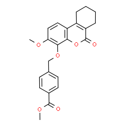 ChemSpider 2D Image | Methyl 4-{[(3-methoxy-6-oxo-7,8,9,10-tetrahydro-6H-benzo[c]chromen-4-yl)oxy]methyl}benzoate | C23H22O6