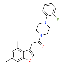 ChemSpider 2D Image | 2-(4,6-Dimethyl-1-benzofuran-3-yl)-1-[4-(2-fluorophenyl)-1-piperazinyl]ethanone | C22H23FN2O2
