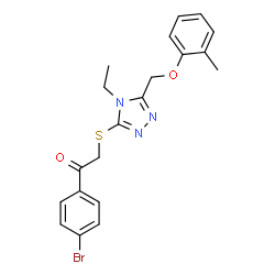 ChemSpider 2D Image | 1-(4-Bromophenyl)-2-({4-ethyl-5-[(2-methylphenoxy)methyl]-4H-1,2,4-triazol-3-yl}sulfanyl)ethanone | C20H20BrN3O2S