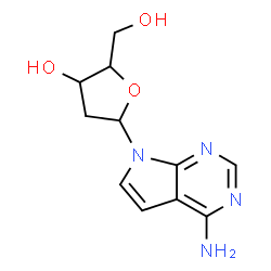 ChemSpider 2D Image | 7-(2-deoxypentofuranosyl)-7H-pyrrolo[2,3-d]pyrimidin-4-amine | C11H14N4O3
