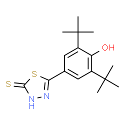 ChemSpider 2D Image | 5-(3,5-di-tert-butyl-4-hydroxyphenyl)-1,3,4-thiadiazole-2(3H)-thione | C16H22N2OS2