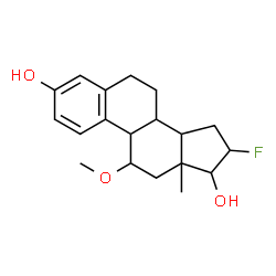 ChemSpider 2D Image | 16-Fluoro-11-methoxyestra-1,3,5(10)-triene-3,17-diol | C19H25FO3