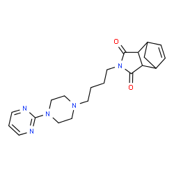 ChemSpider 2D Image | 4-{4-[4-(2-Pyrimidinyl)-1-piperazinyl]butyl}-4-azatricyclo[5.2.1.0~2,6~]dec-8-ene-3,5-dione | C21H27N5O2