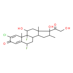 ChemSpider 2D Image | 2-Chloro-6,9-difluoro-11,17,21-trihydroxy-16-methylpregna-1,4-diene-3,20-dione | C22H27ClF2O5