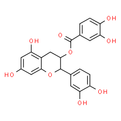 ChemSpider 2D Image | 2-(3,4-Dihydroxyphenyl)-5,7-dihydroxy-3,4-dihydro-2H-chromen-3-yl 3,4-dihydroxybenzoate | C22H18O9