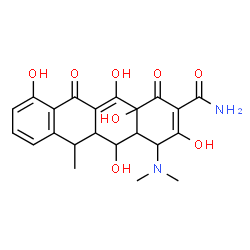 ChemSpider 2D Image | 4-(Dimethylamino)-3,5,10,12,12a-pentahydroxy-6-methyl-1,11-dioxo-1,4,4a,5,5a,6,11,12a-octahydro-2-tetracenecarboxamide | C22H24N2O8
