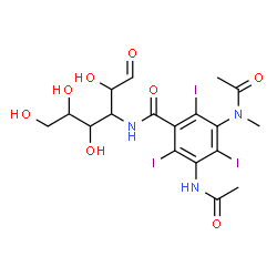 ChemSpider 2D Image | 3-({3-Acetamido-5-[acetyl(methyl)amino]-2,4,6-triiodobenzoyl}amino)-3-deoxyhexose | C18H22I3N3O8